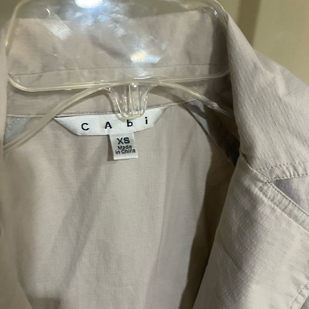 Cabi Tanner Trench Coat Gray Blue Cotton Linen Size XS - Picture 3 of 4